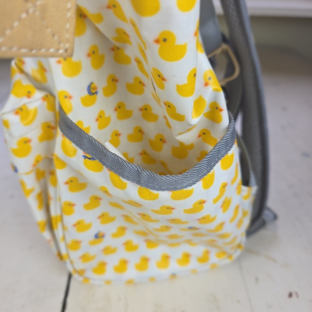 Yellow Rubber Duck Print Washable Waterproof Backpack Diaper Bag Travel - Picture 8 of 15